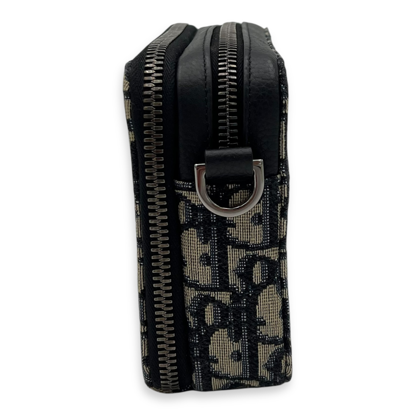 Zipped Pouch Crossbody Bag Blue in Canvas, Silver hardware