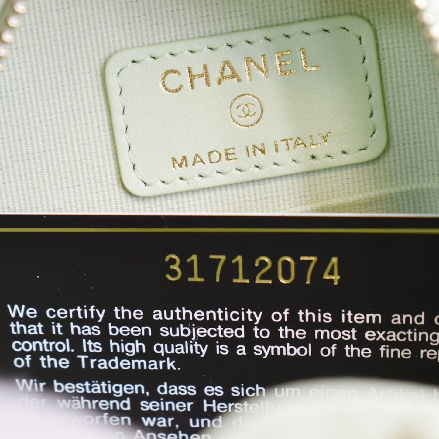 CHANEL 19 Round Quilted Lambskin Leather Clutch Crossbody Bag Light Green