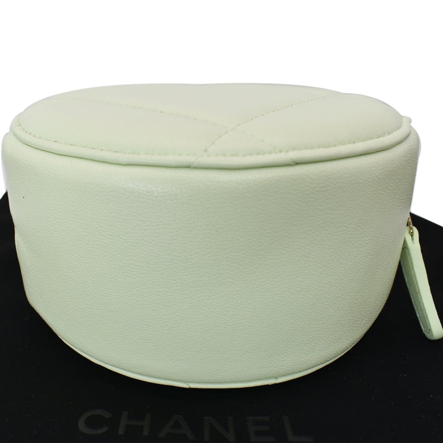 CHANEL 19 Round Quilted Lambskin Leather Clutch Crossbody Bag Light Green