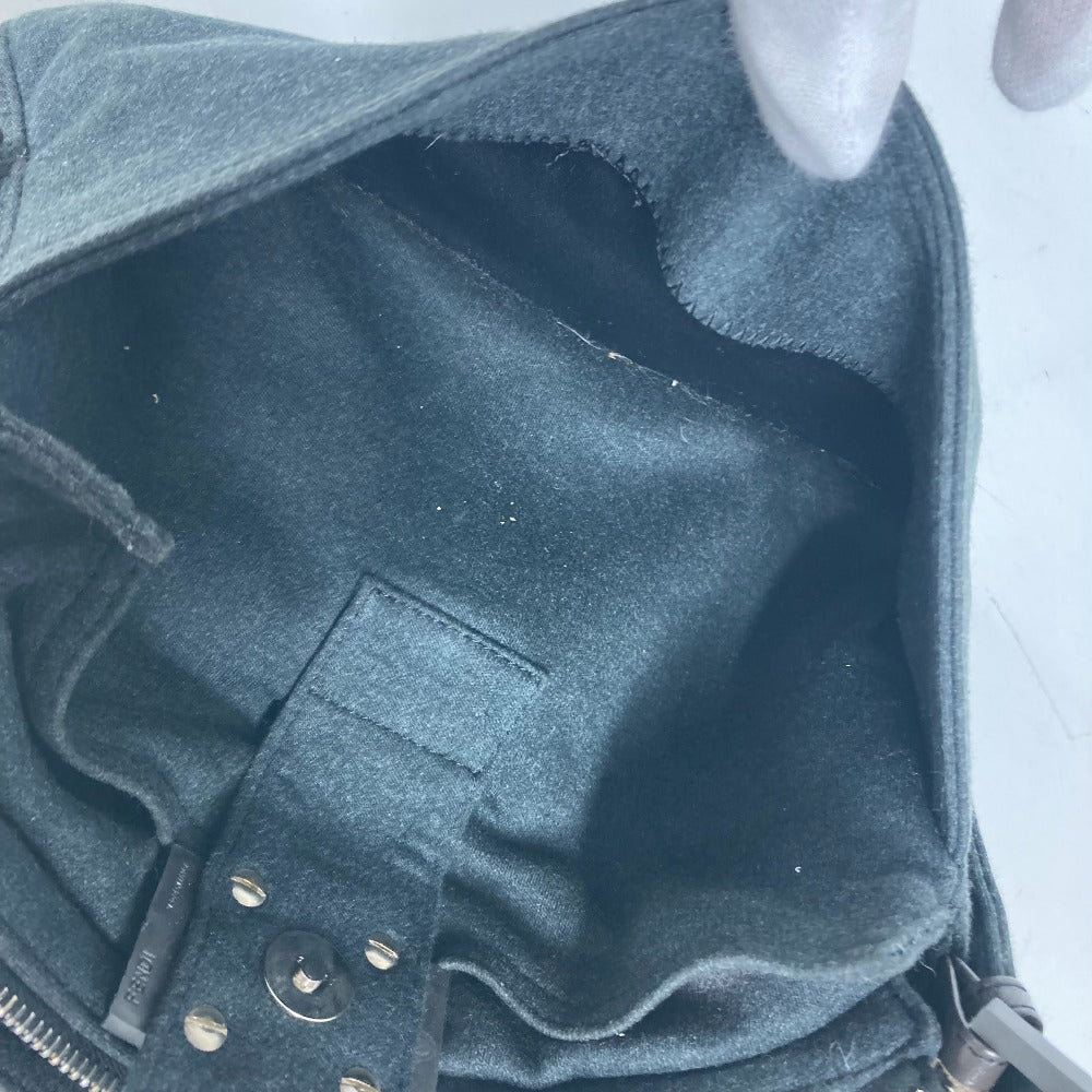 FENDI Shoulder Bag Jersey gray Mamma Bucket logo