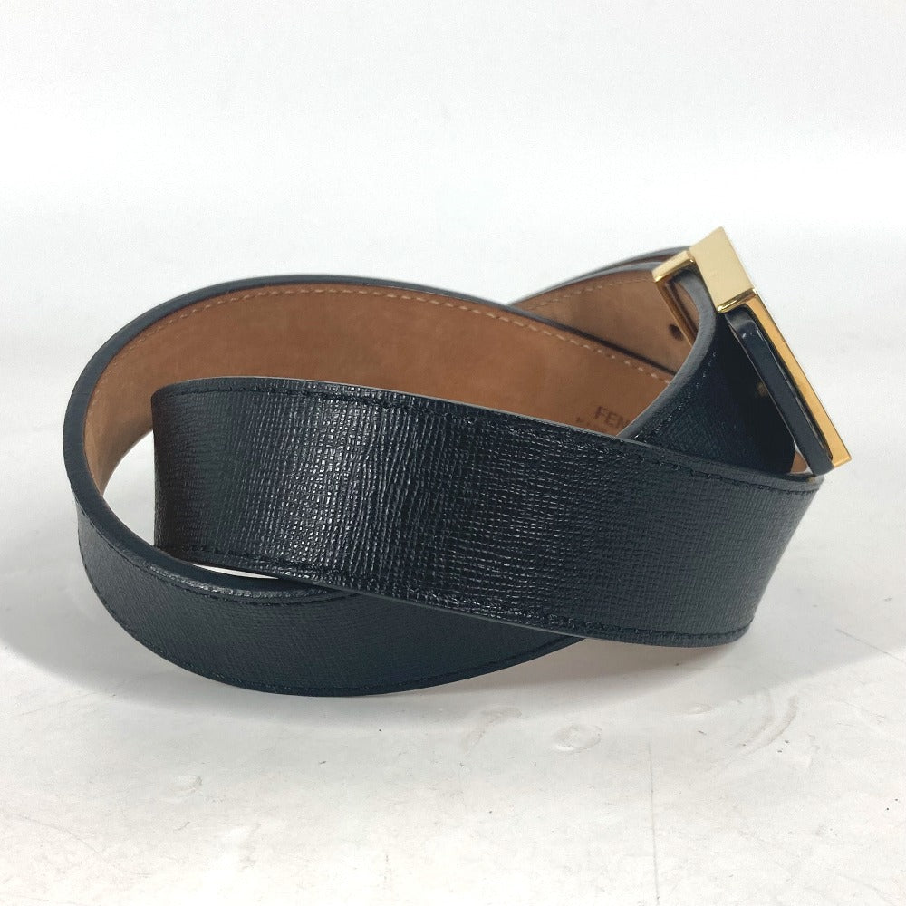 FENDI belt leather black Monster Buckle 75