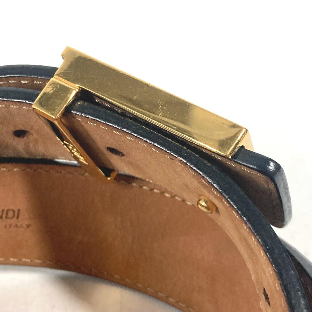 FENDI belt leather black Monster Buckle 75