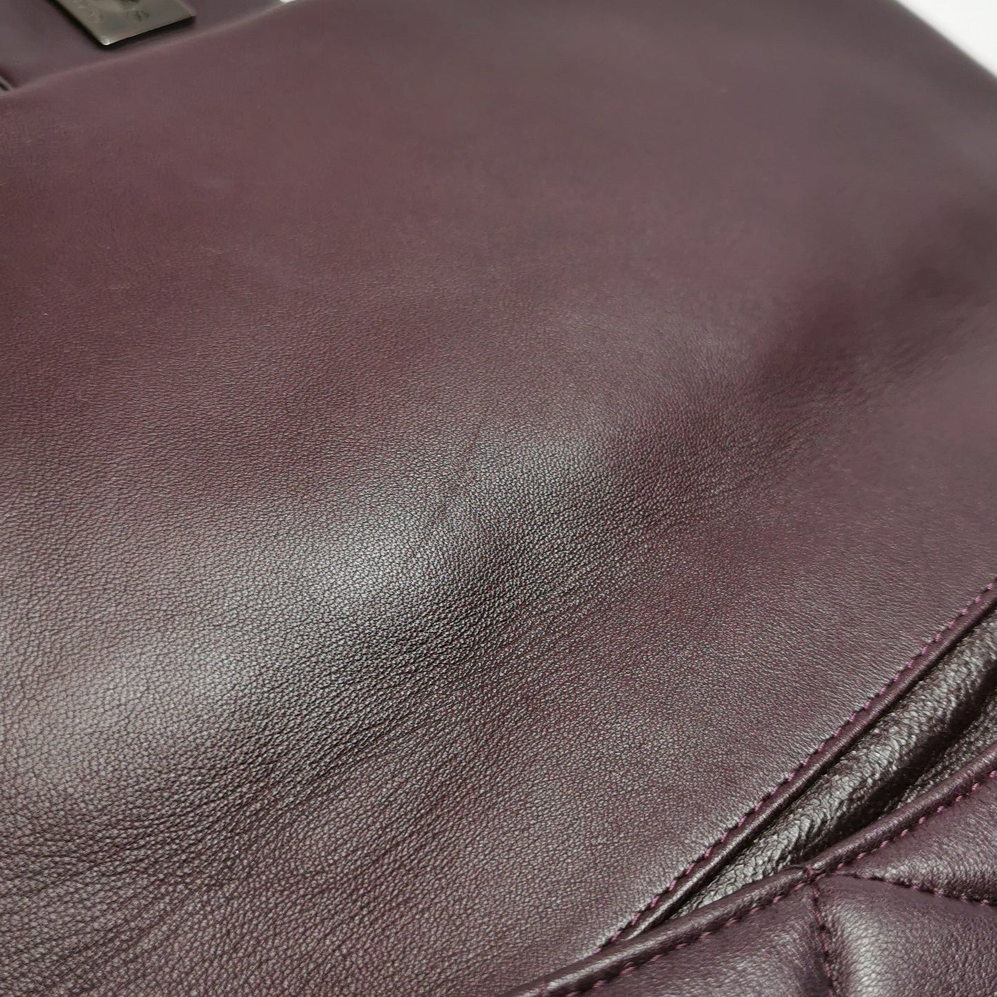 Chanel Envelope Clutch Shoulder Bag Burgundy Wine Lambskin Leather Silver Hardware