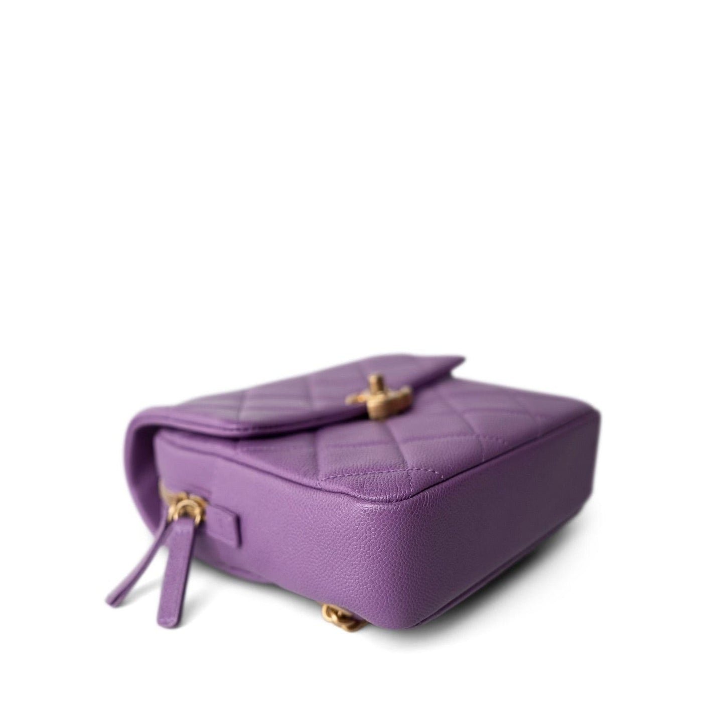 22P Purple Caviar Quilted Melody Chain BackPack w/ Aged Gold Hardware