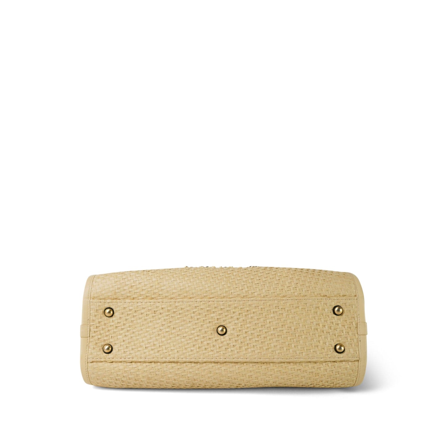 Beige Raffia Deauville Shopping Tote Small Aged Gold Hardware