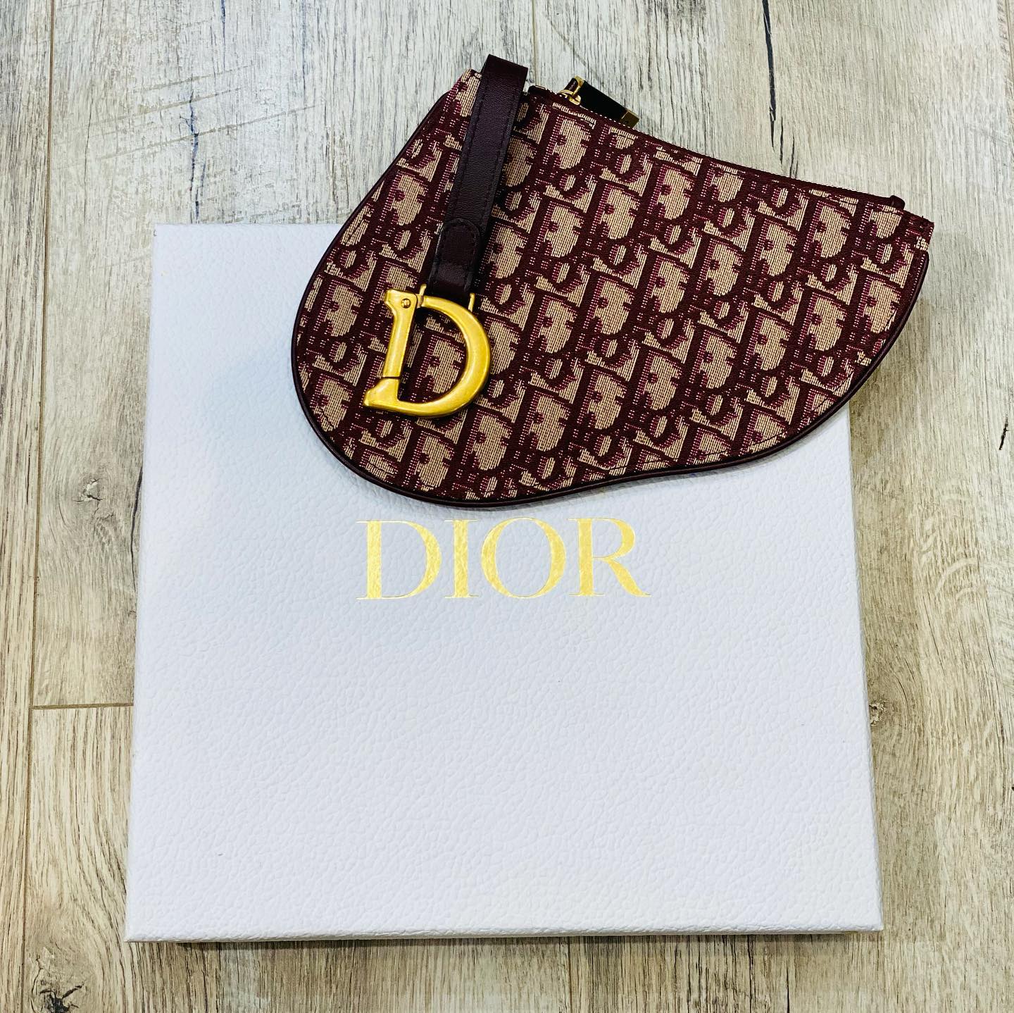 Dior Oblique Saddle Pouch Clutch- Bordeaux
