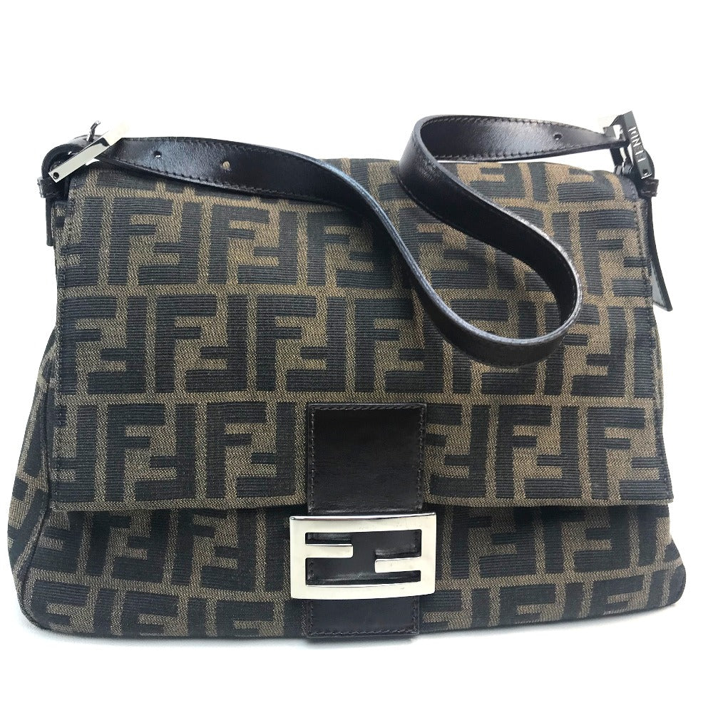 FENDI Shoulder Bag Canvas / leather Brown Zucca FF pattern Mamma Bucket Women Used