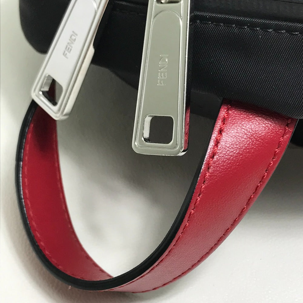 FENDI Shoulder Bag 7VZ049 Fabric / Leather Black / red Belt bag Zucca FF pattern
