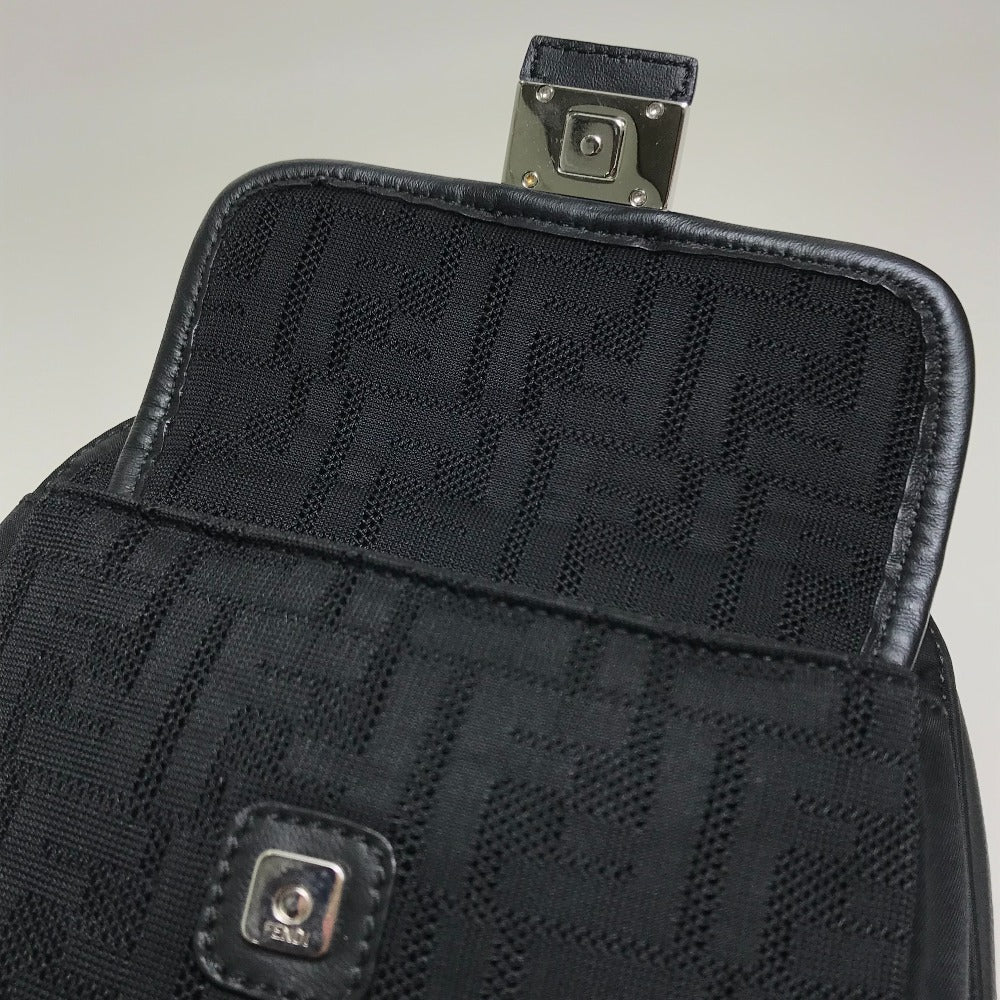 FENDI Shoulder Bag 7VZ049 Fabric / Leather Black / red Belt bag Zucca FF pattern