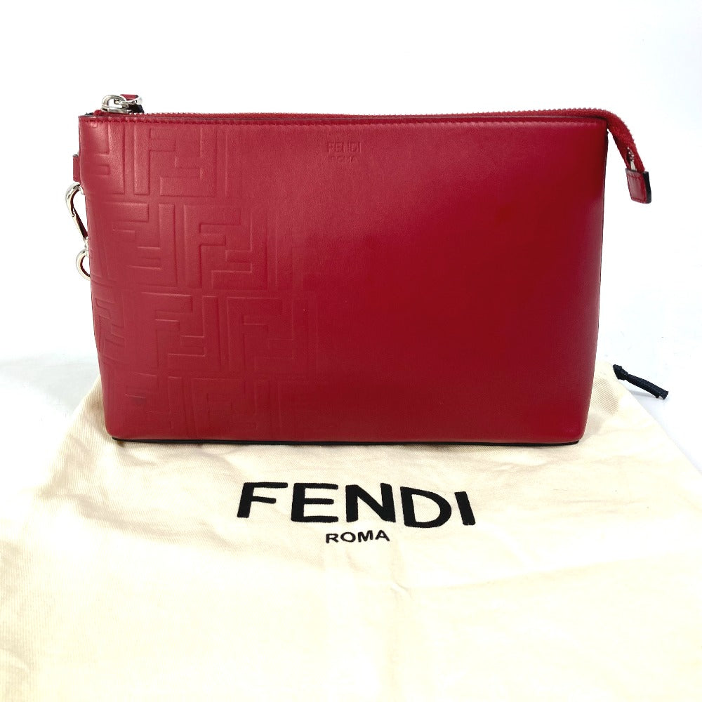 FENDI Clutch bag 7N0106 leather Red Zucca mens Used