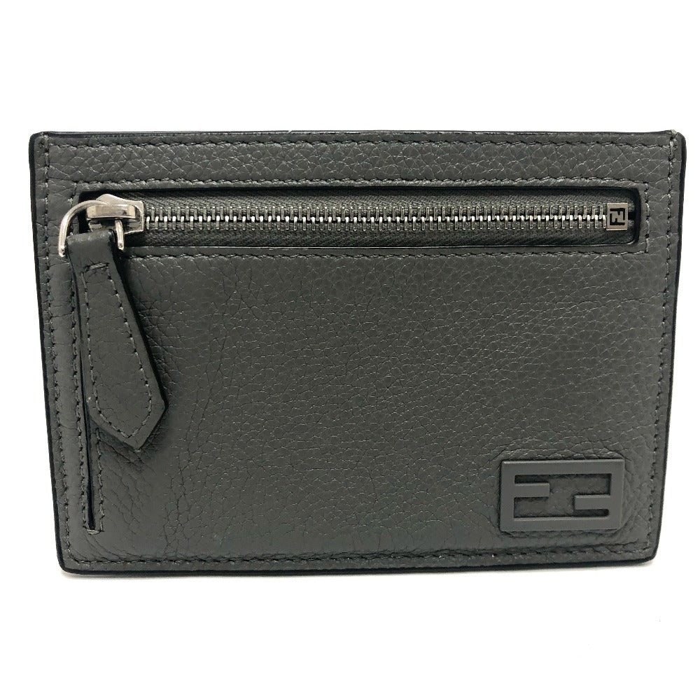 FENDI Card Case 7M0310 leather gray FF Baguette mens Used