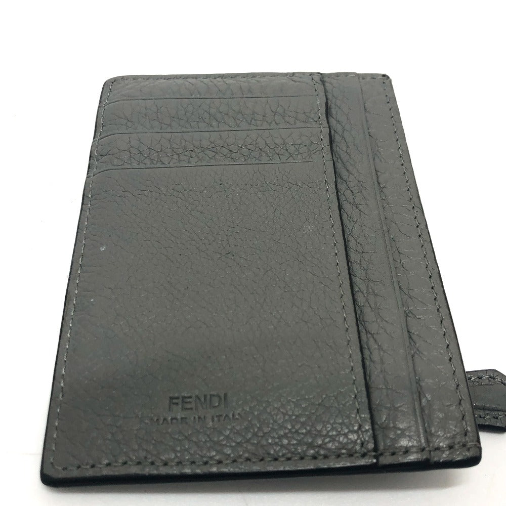 FENDI Card Case 7M0310 leather gray FF Baguette mens Used