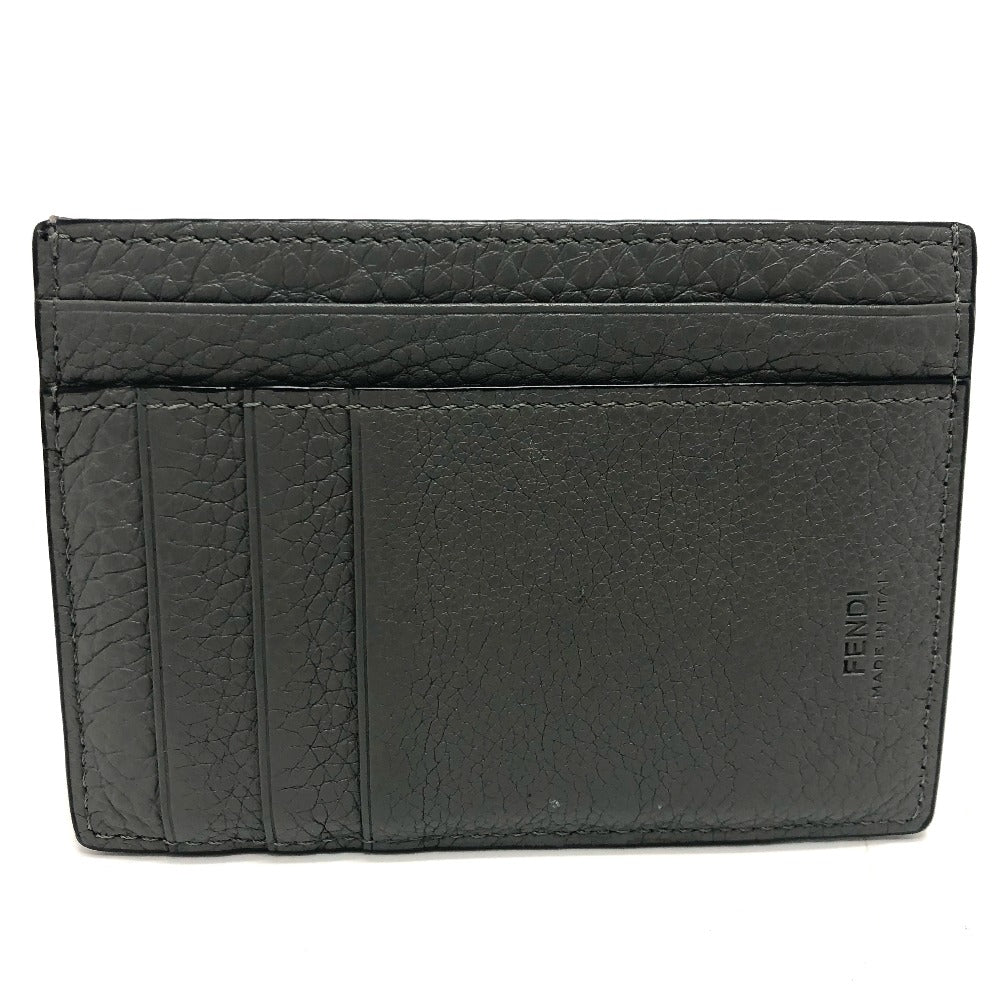 FENDI Card Case 7M0310 leather gray FF Baguette mens Used