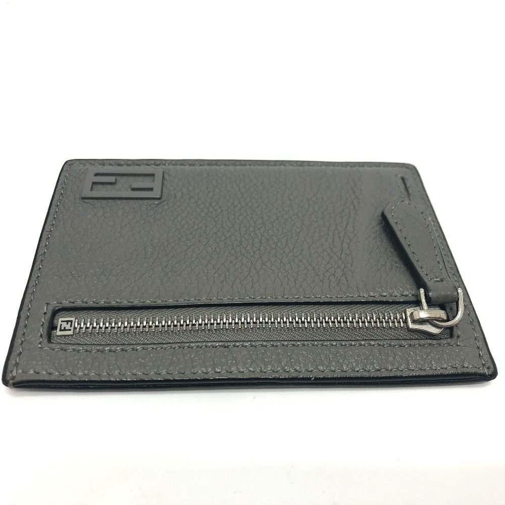 FENDI Card Case 7M0310 leather gray FF Baguette mens Used
