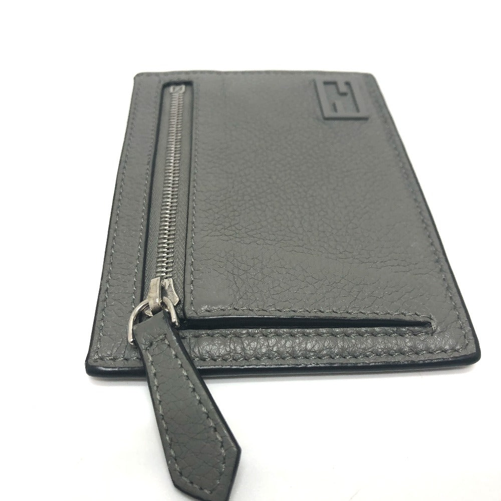 FENDI Card Case 7M0310 leather gray FF Baguette mens Used