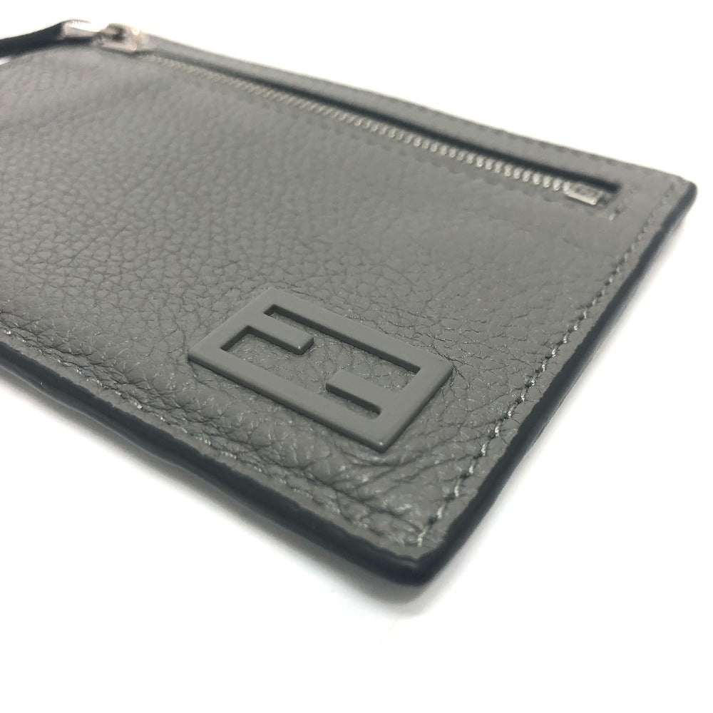 FENDI Card Case 7M0310 leather gray FF Baguette mens Used
