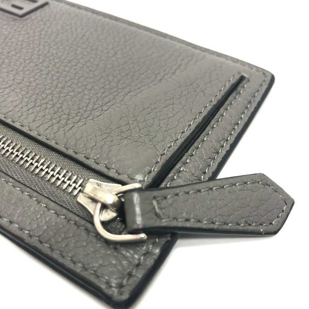 FENDI Card Case 7M0310 leather gray FF Baguette mens Used
