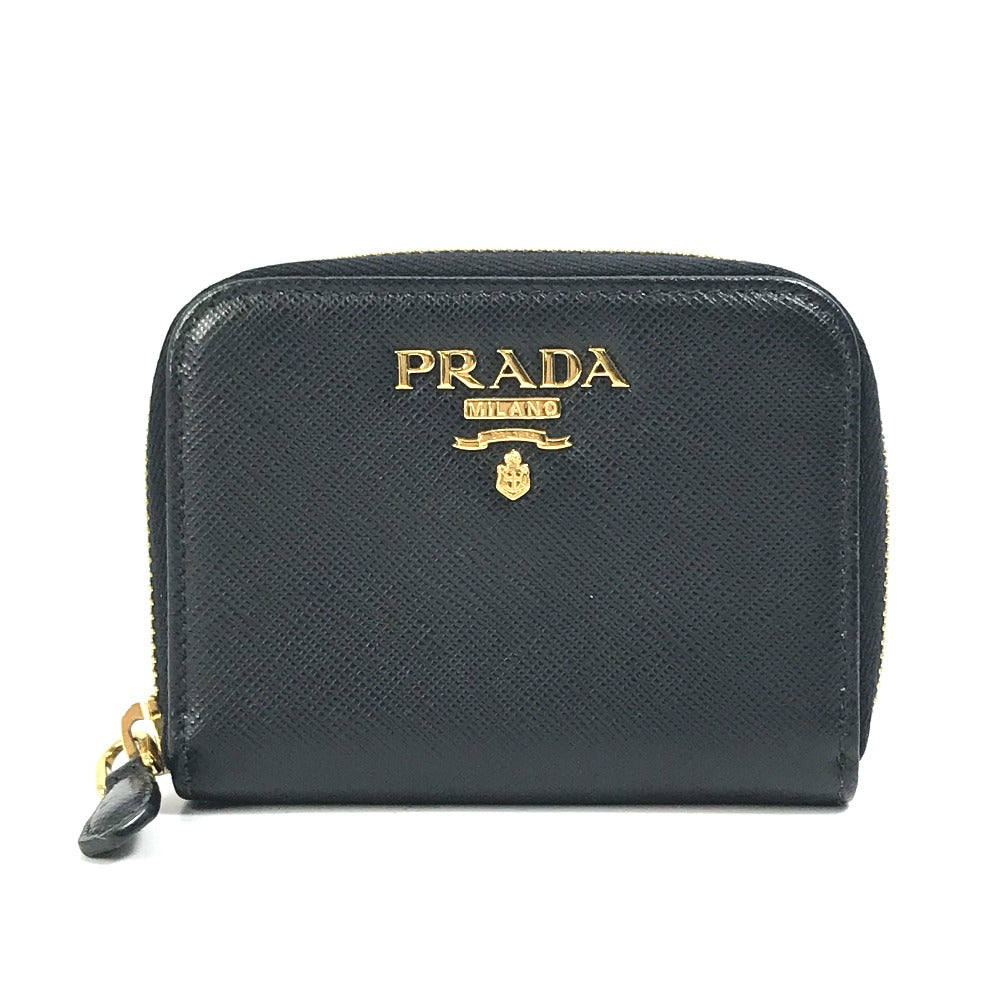 PRADA Coin case 1MM268 saffiano leather black logo Women Used