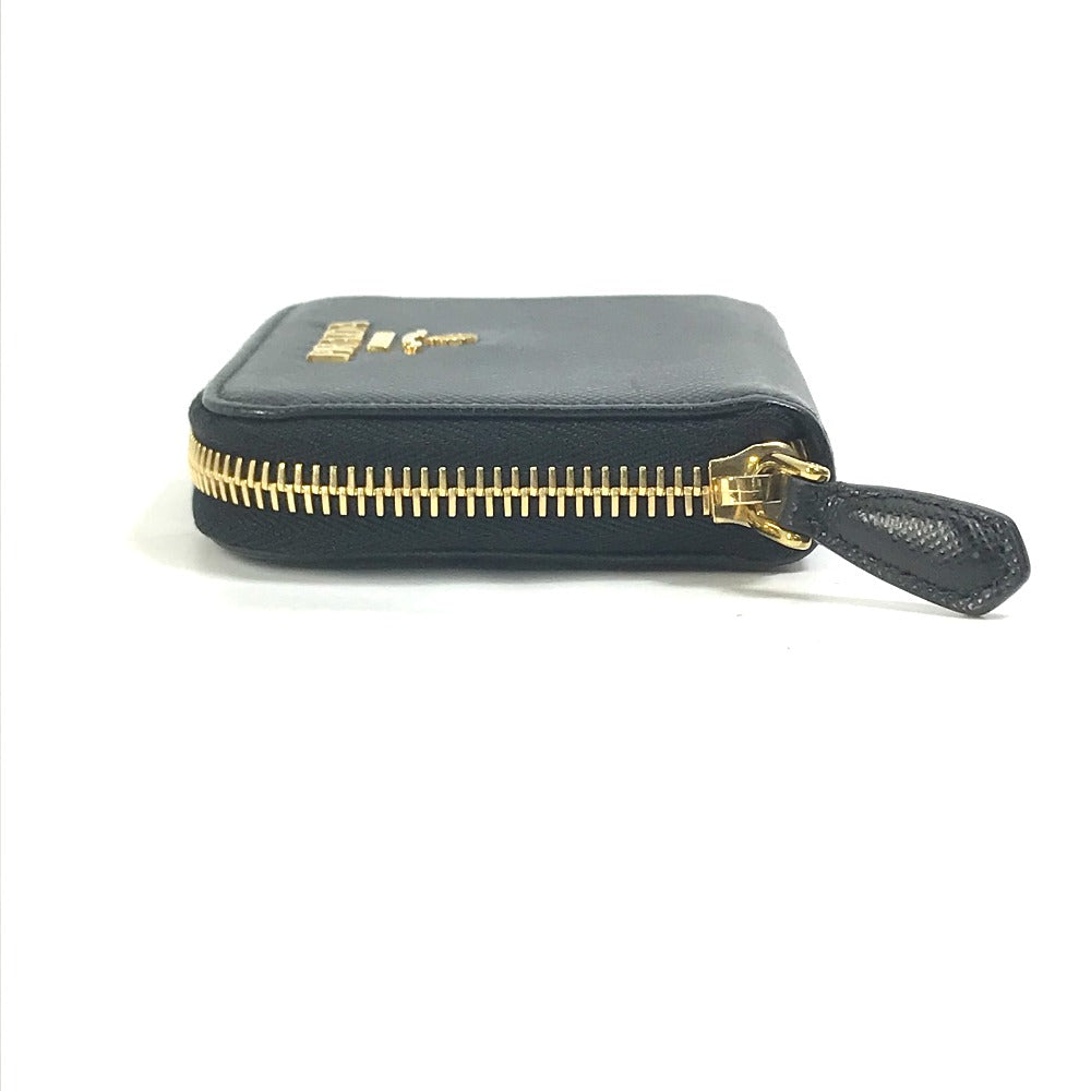 PRADA Coin case 1MM268 saffiano leather black logo Women Used
