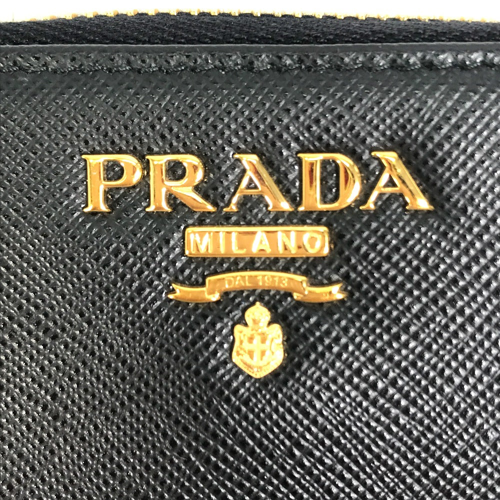 PRADA Coin case 1MM268 saffiano leather black logo Women Used