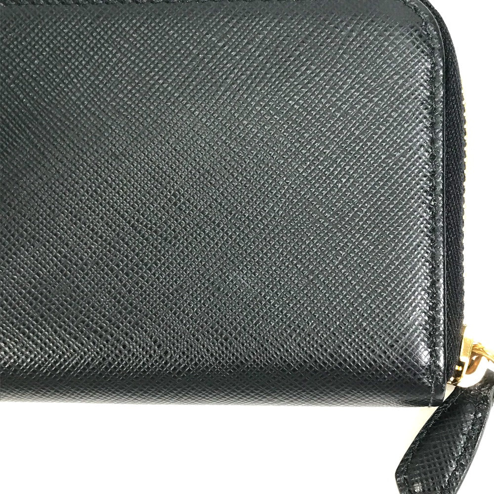 PRADA Coin case 1MM268 saffiano leather black logo Women Used