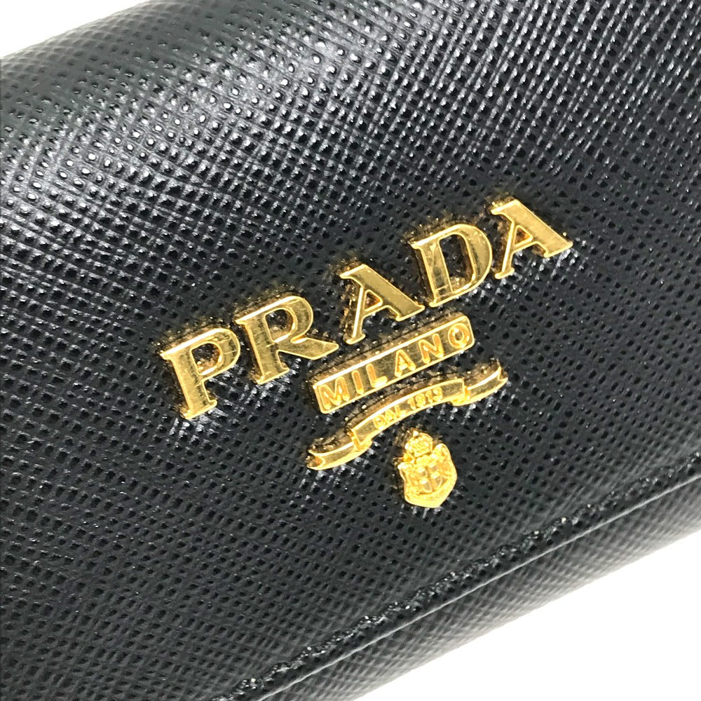 PRADA Key case Key holder 1PG004 saffiano leather Black x pink logo multicolor Key ring Women Used