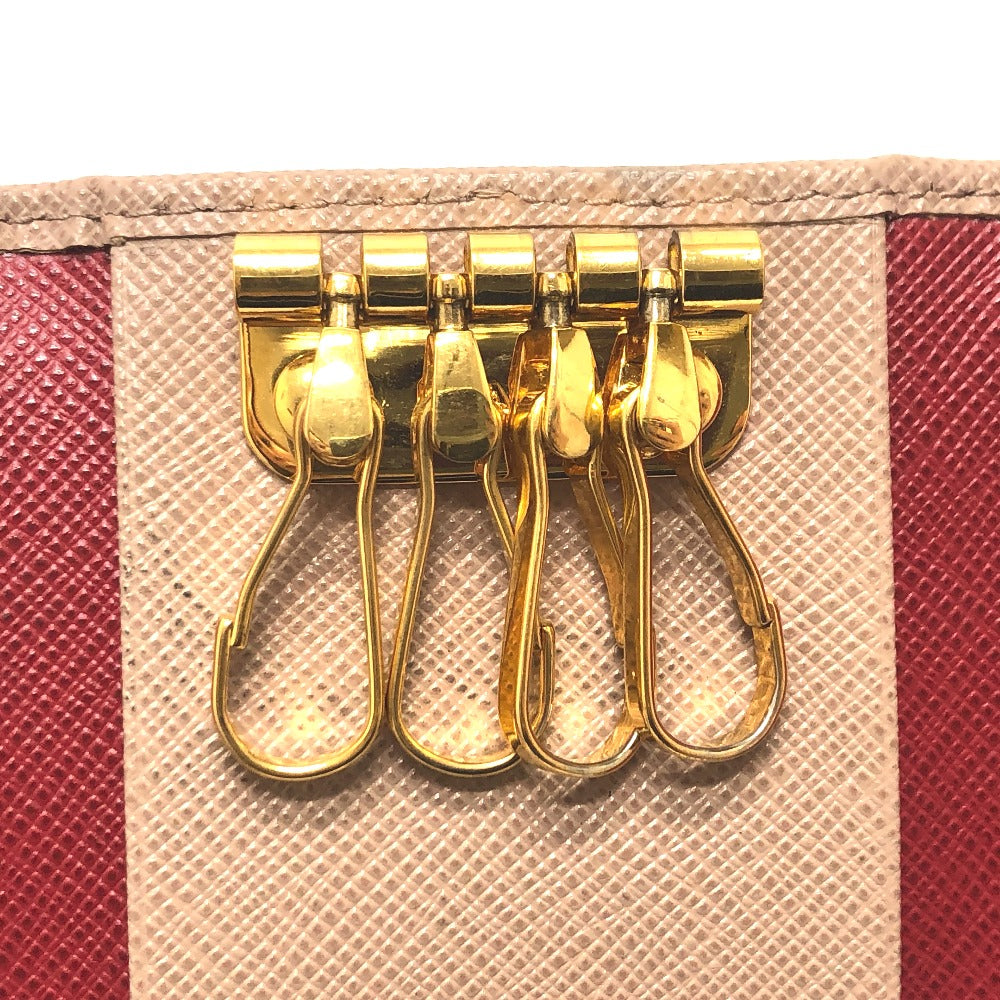 PRADA Key case Key holder 1PG004 saffiano leather pink logo 4 key rings Women Used