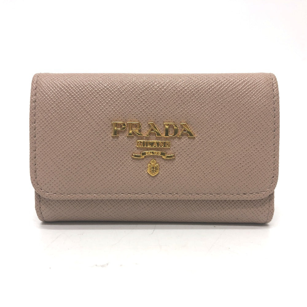 PRADA Key case Key holder 1PG004 saffiano leather pink logo 4 key rings Women Used