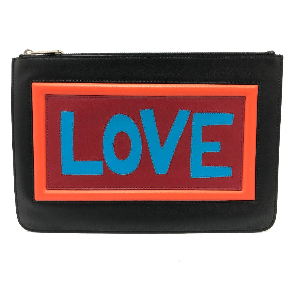 FENDI Clutch bag 7N0078 leather black LOVE mens Used