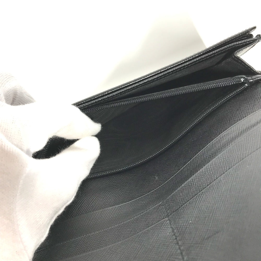 PRADA Long Wallet Purse M608A Safiano leather black Triangle logo plate Long wallet Women Used