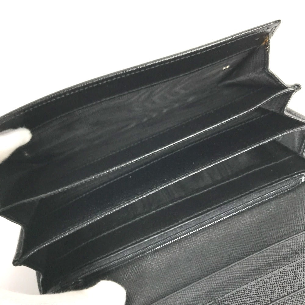 PRADA Long Wallet Purse M608A Safiano leather black Triangle logo plate Long wallet Women Used
