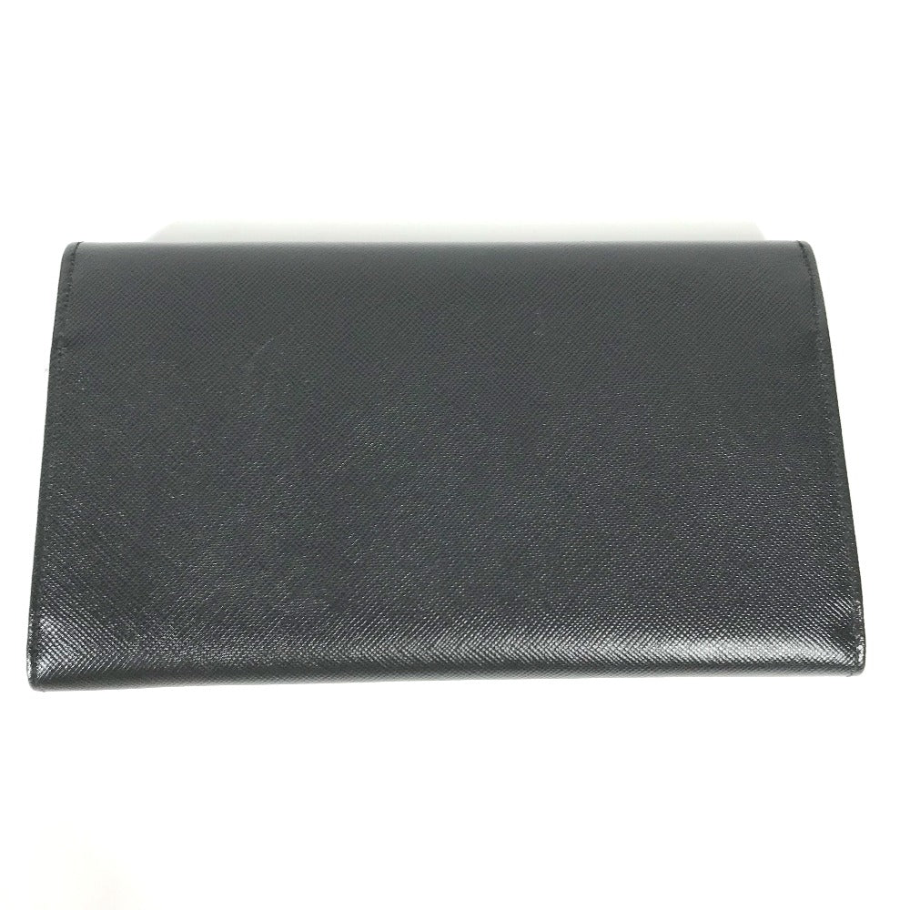 PRADA Long Wallet Purse M608A Safiano leather black Triangle logo plate Long wallet Women Used