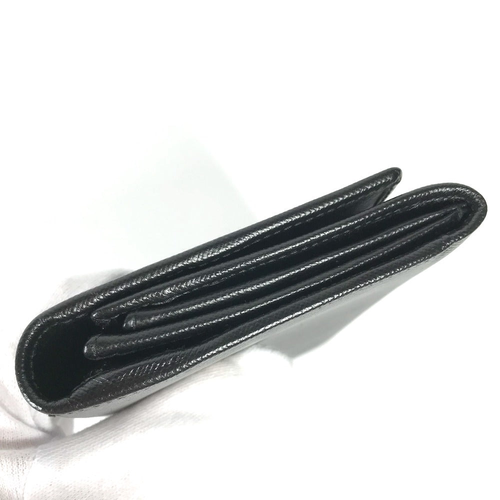 PRADA Long Wallet Purse M608A Safiano leather black Triangle logo plate Long wallet Women Used