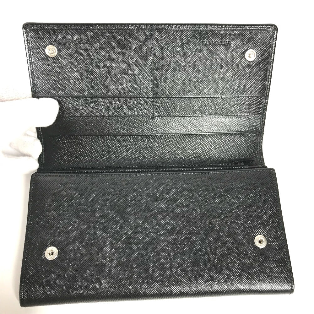 PRADA Long Wallet Purse M608A Safiano leather black Triangle logo plate Long wallet Women Used