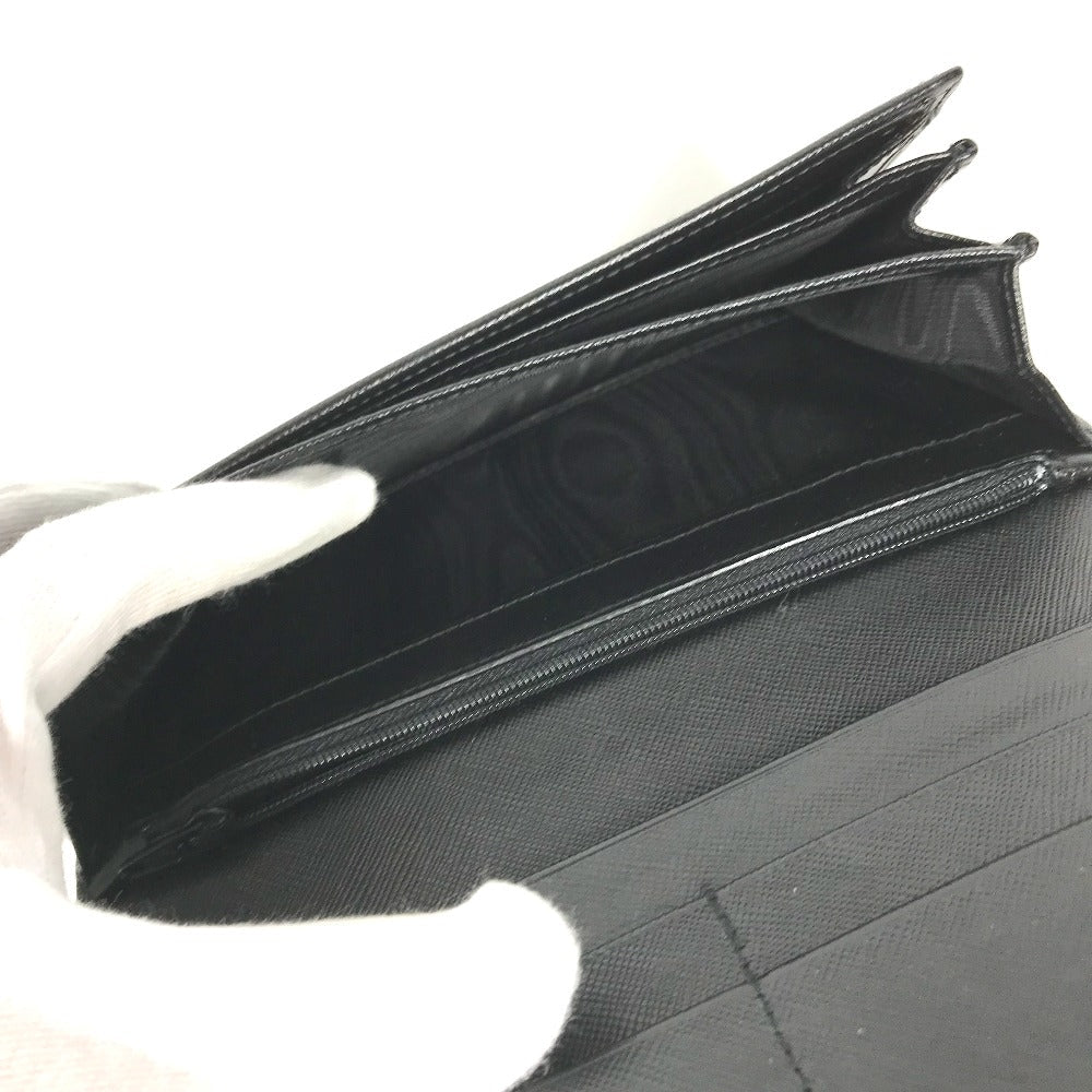 PRADA Long Wallet Purse M608A Safiano leather black Triangle logo plate Long wallet Women Used