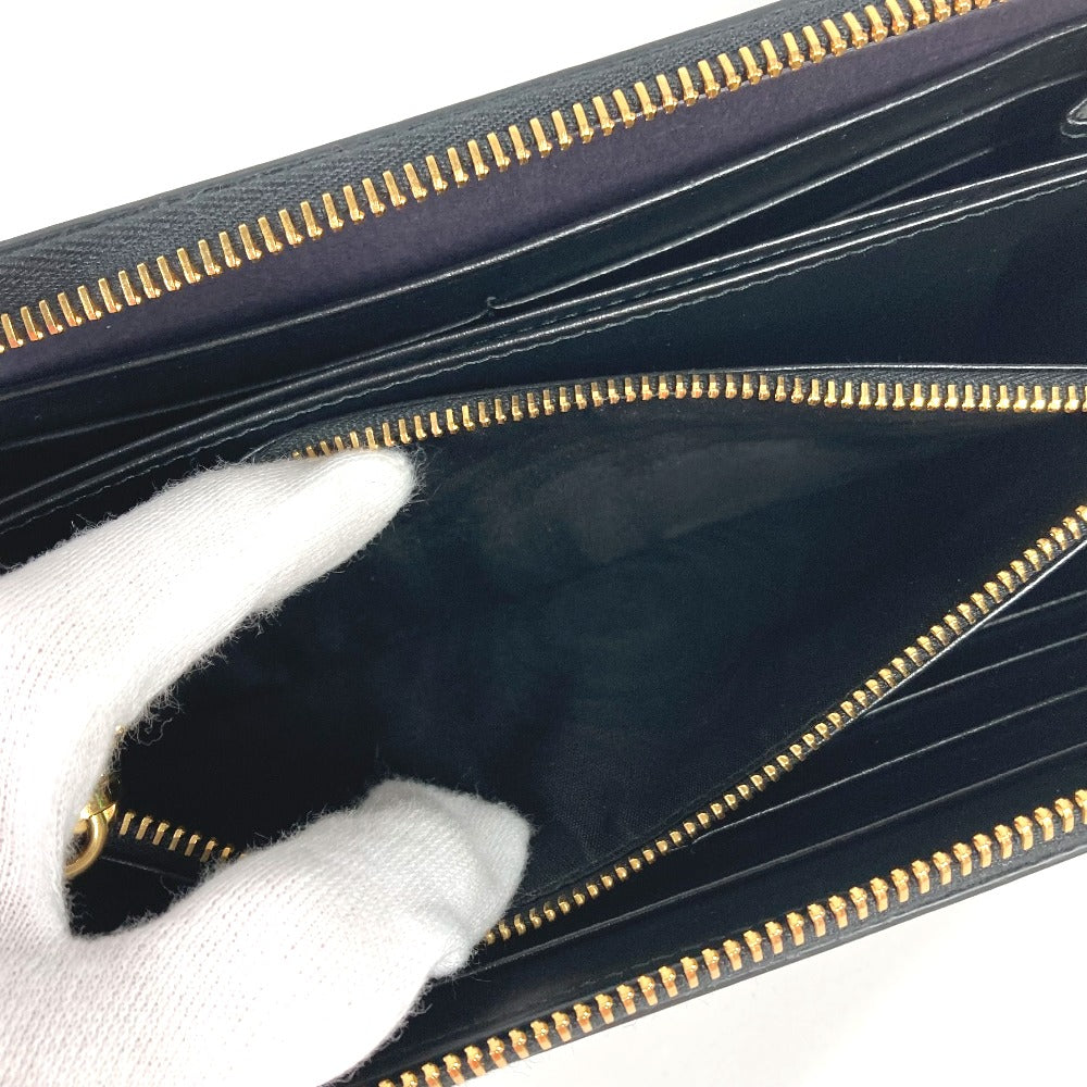 PRADA Long Wallet Purse 1ML506 Leather / nylon black Long wallet Triangle logo plate Women Used