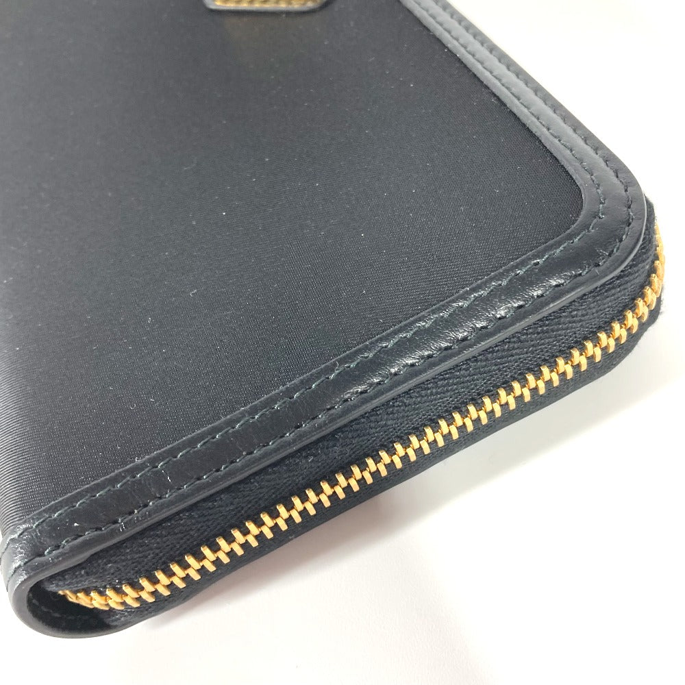PRADA Long Wallet Purse 1ML506 Leather / nylon black Long wallet Triangle logo plate Women Used