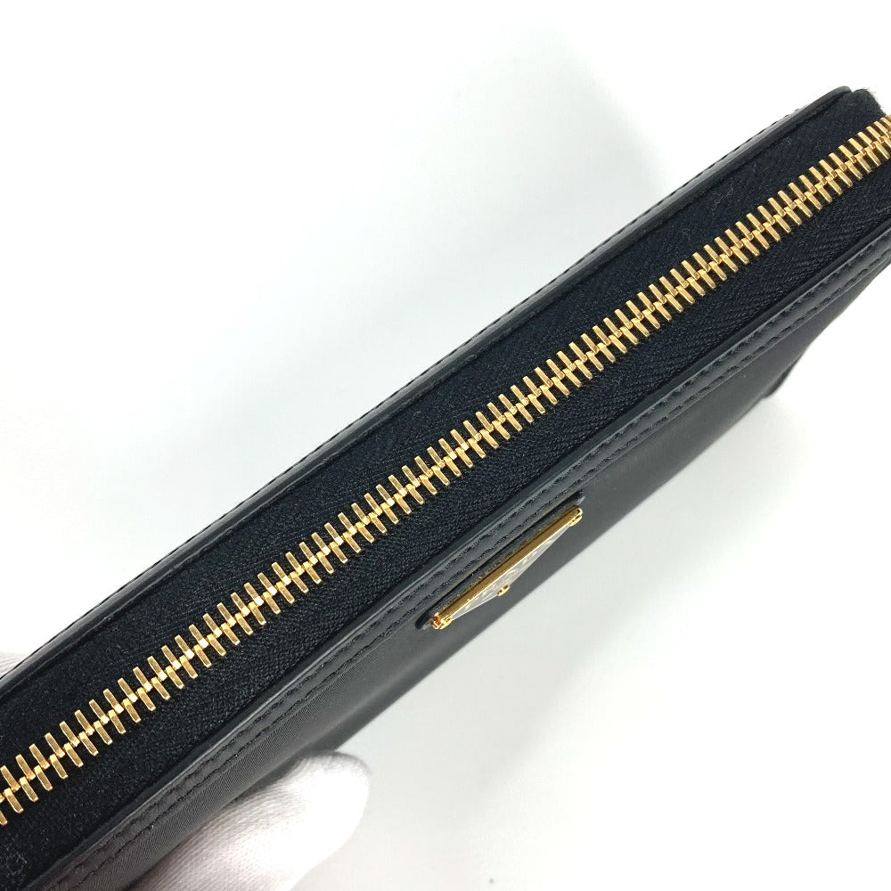 PRADA Long Wallet Purse 1ML506 Leather / nylon black Long wallet Triangle logo plate Women Used
