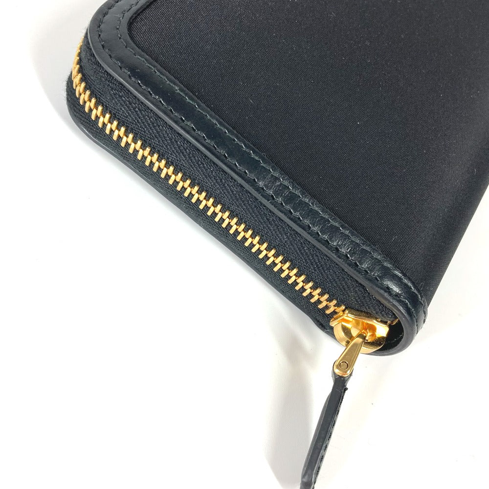 PRADA Long Wallet Purse 1ML506 Leather / nylon black Long wallet Triangle logo plate Women Used