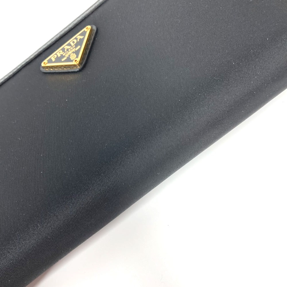 PRADA Long Wallet Purse 1ML506 Leather / nylon black Long wallet Triangle logo plate Women Used