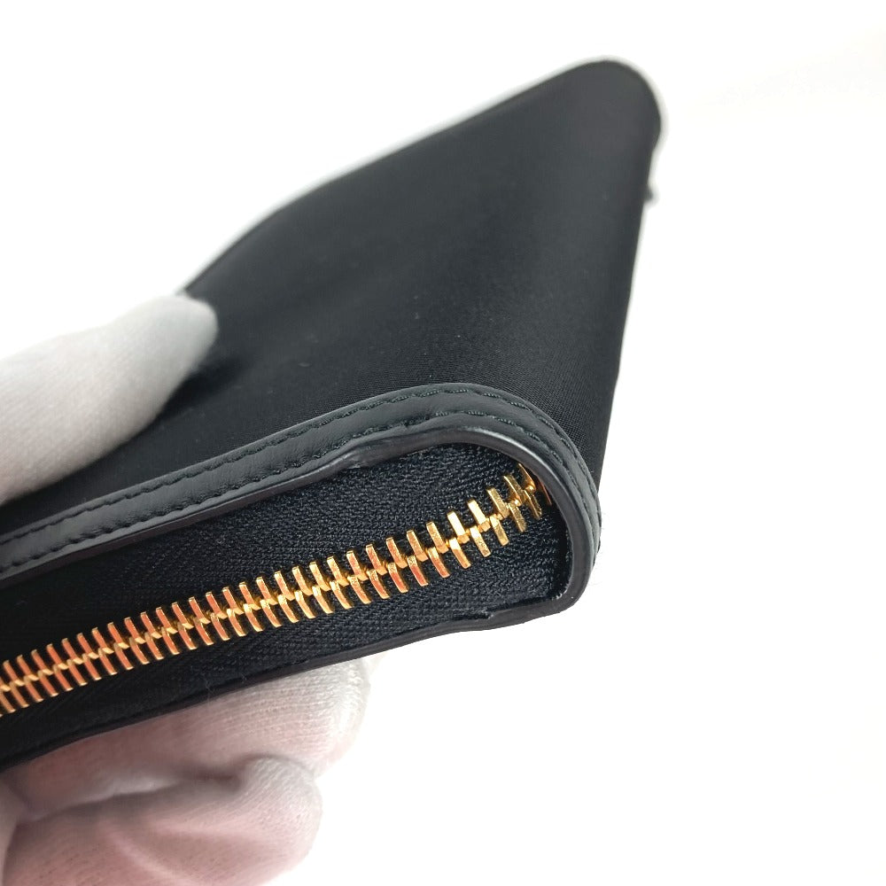 PRADA Long Wallet Purse 1ML506 Leather / nylon black Long wallet Triangle logo plate Women Used