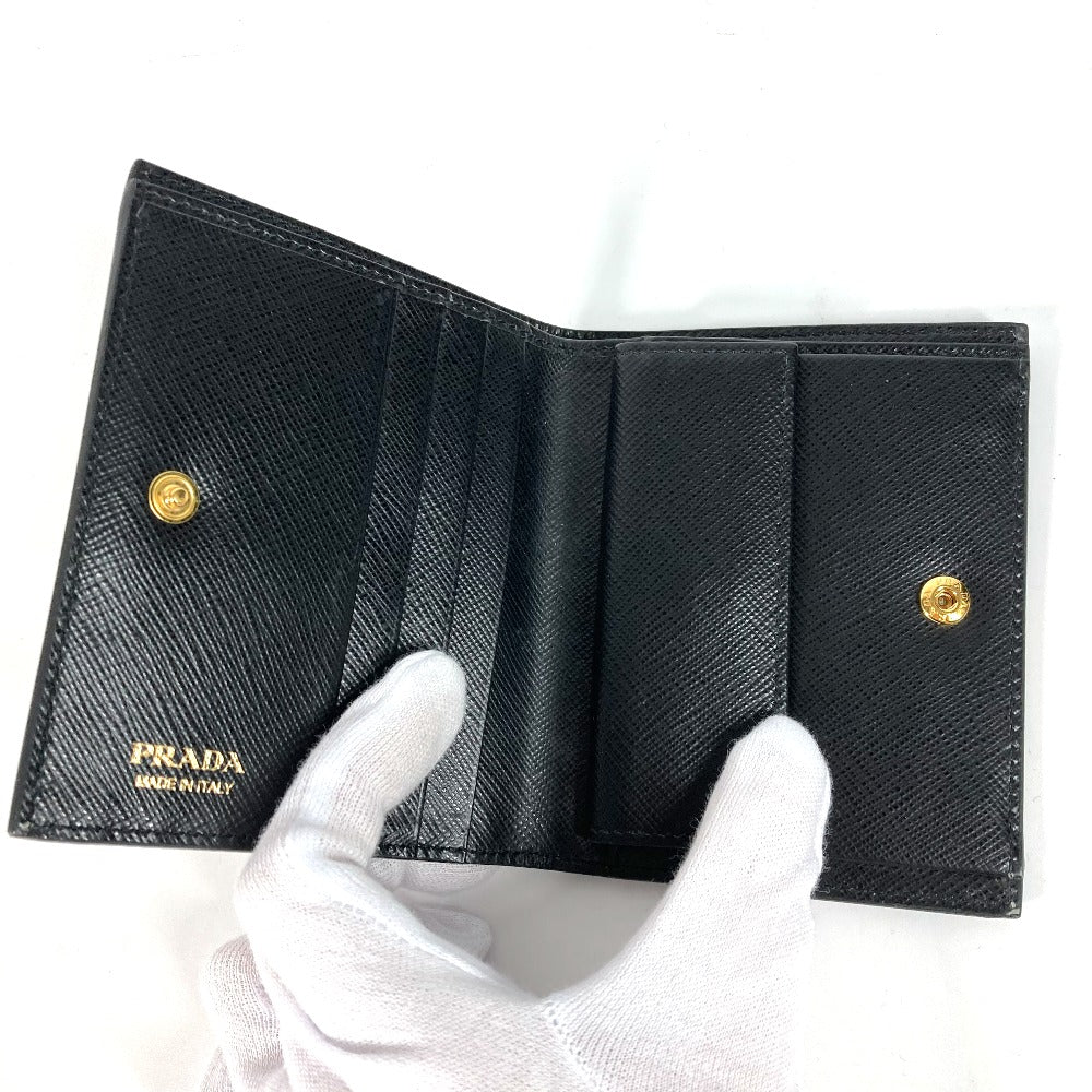 PRADA Folded wallet 1MV204 leather black All-over logo Women Used