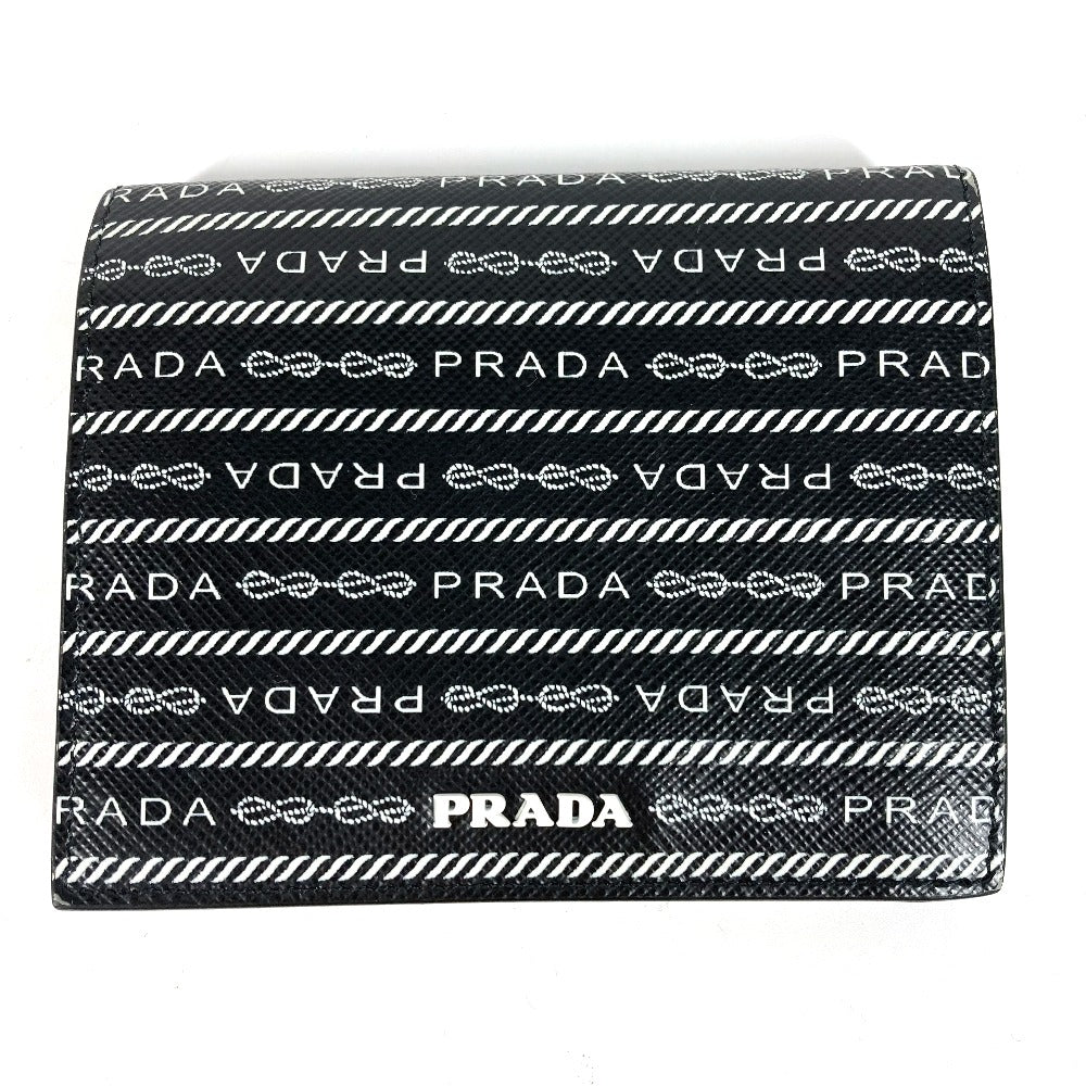 PRADA Folded wallet 1MV204 leather black All-over logo Women Used