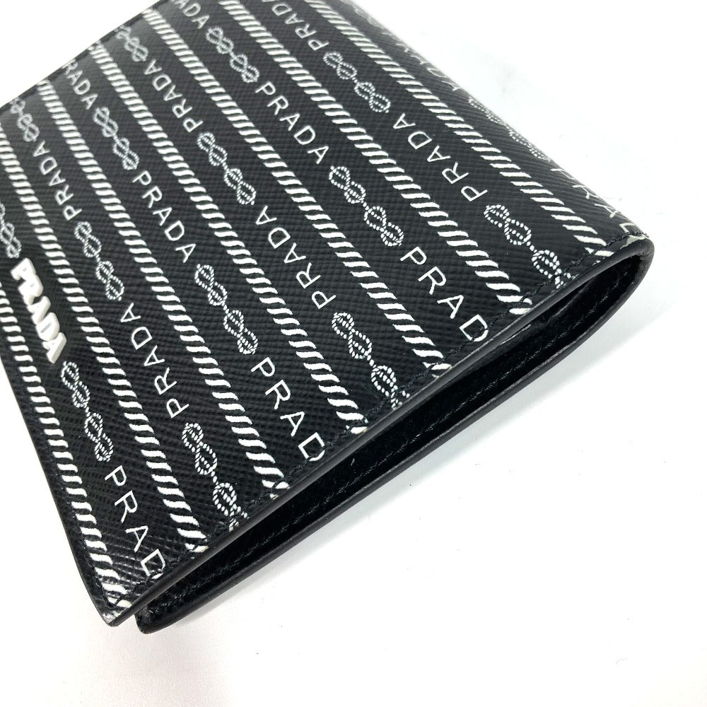 PRADA Folded wallet 1MV204 leather black All-over logo Women Used