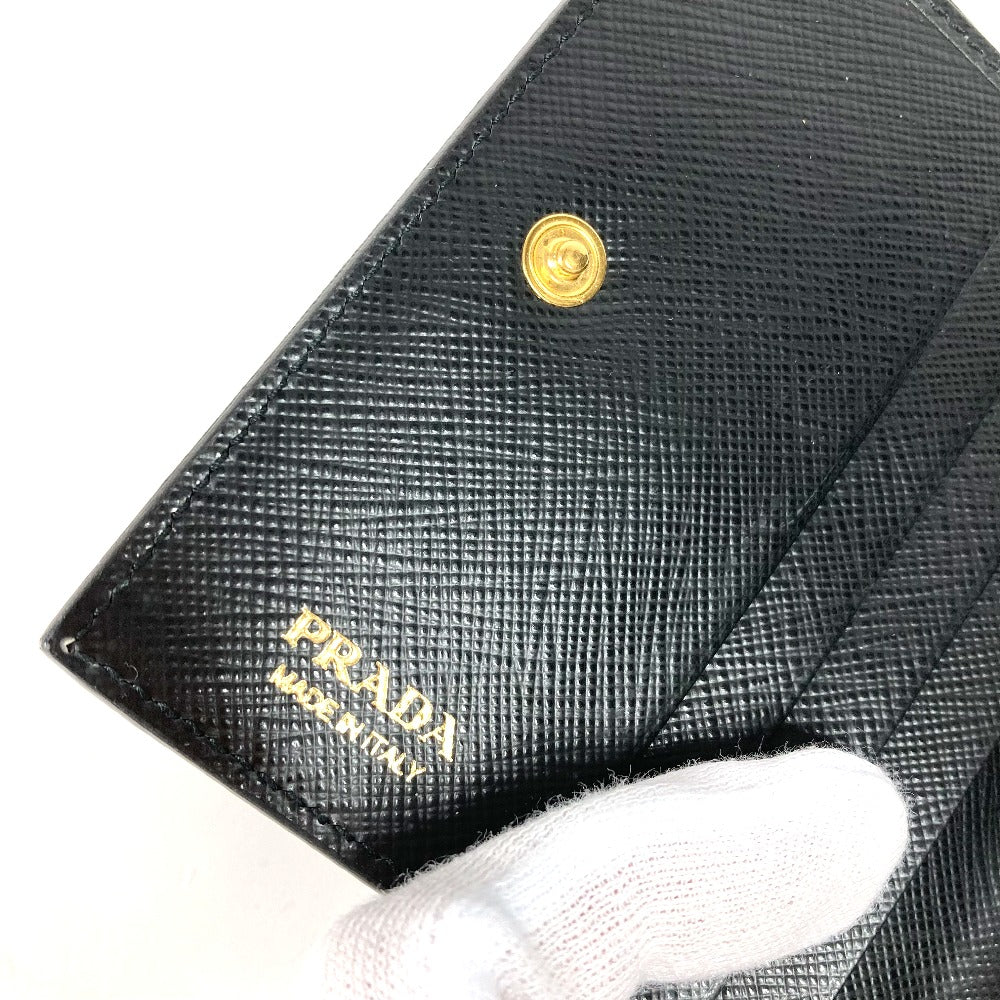 PRADA Folded wallet 1MV204 leather black All-over logo Women Used
