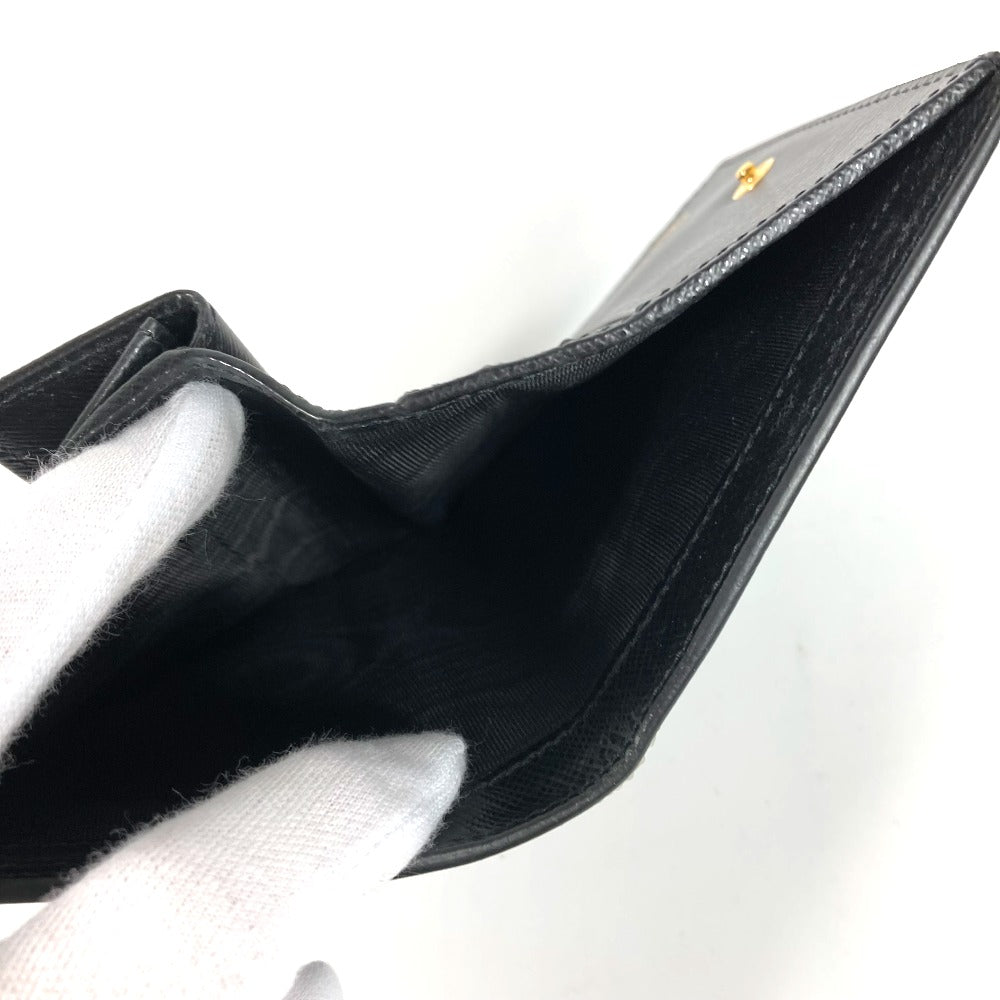 PRADA Folded wallet 1MV204 leather black All-over logo Women Used