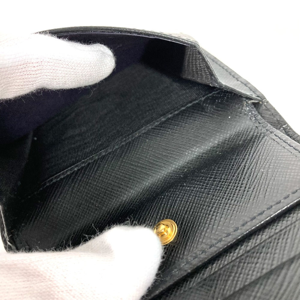 PRADA Folded wallet 1MV204 leather black All-over logo Women Used