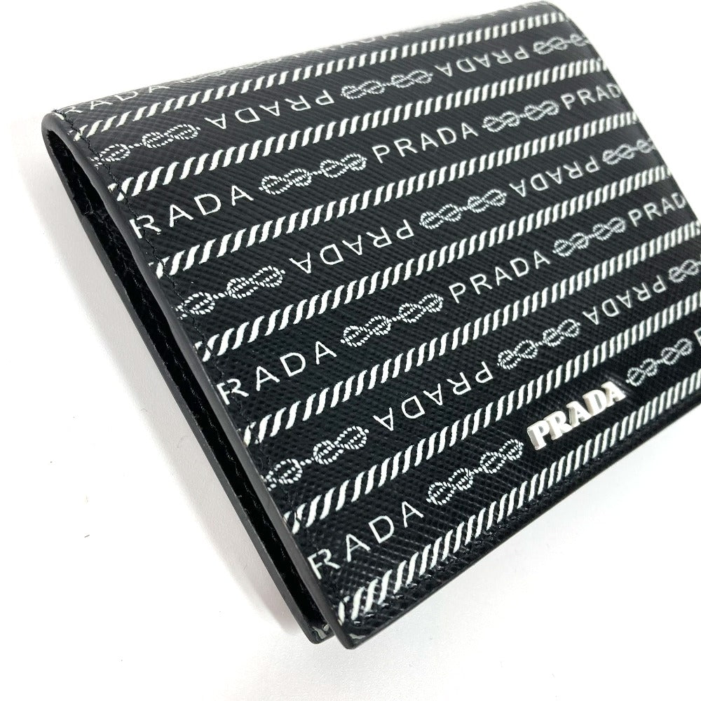 PRADA Folded wallet 1MV204 leather black All-over logo Women Used