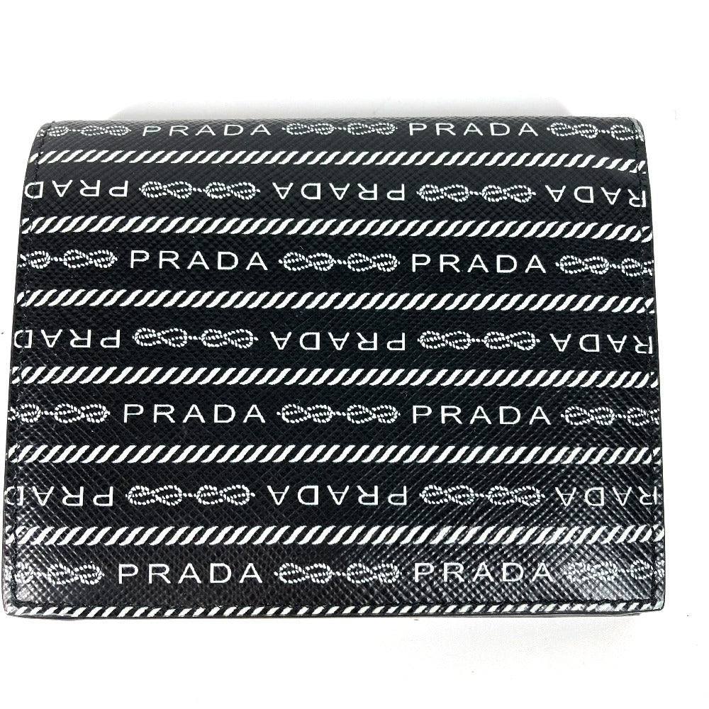 PRADA Folded wallet 1MV204 leather black All-over logo Women Used