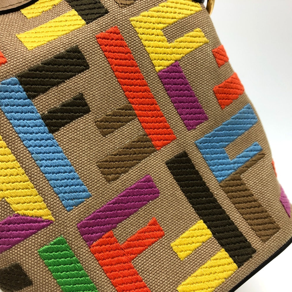 FENDI Shoulder Bag 8BS010 Canvas / leather multicolor Zucca Bucket bag Women Used